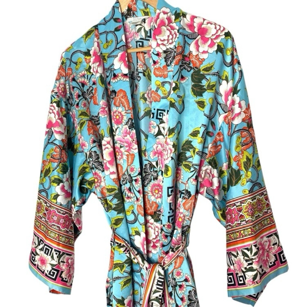 NATORI Private Luxuries Asian Inspired Floral Print KIMONO ROBE Size‎ L/XL - Picture 2 of 5